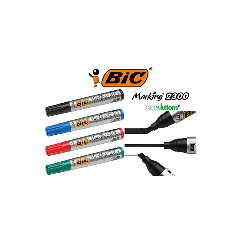 BIC 2300 Permanent Black MARKERS Pens Craft Home School Office
