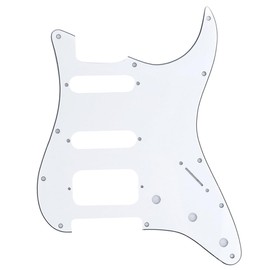 Musiclily Pro 11-Hole Round Corner HSS Guitar Strat Pickguard for USA/Mexican Stratocaster Open Pickup,3Ply White