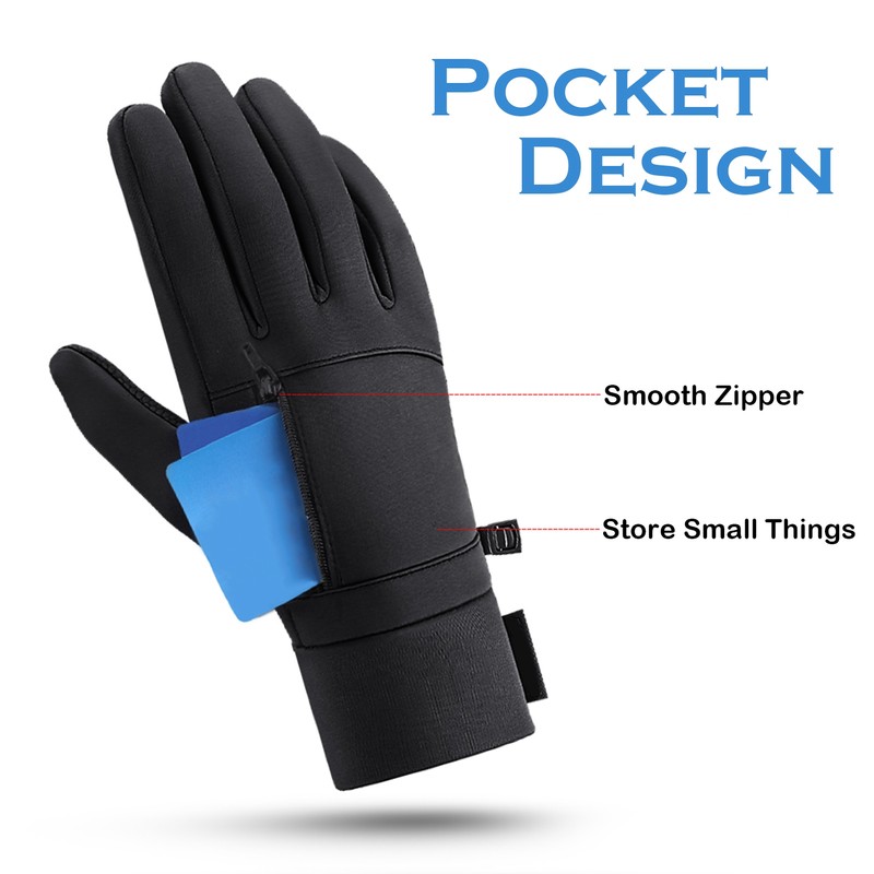 Men Winter Waterproof Gloves Touchscreen Pocket Anti-Slip Fleece Thermal Sport