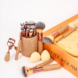 Limited Edition Glitz & Glam CHAMPAGNE 26pc Essentials Collection Makeup Brush Set