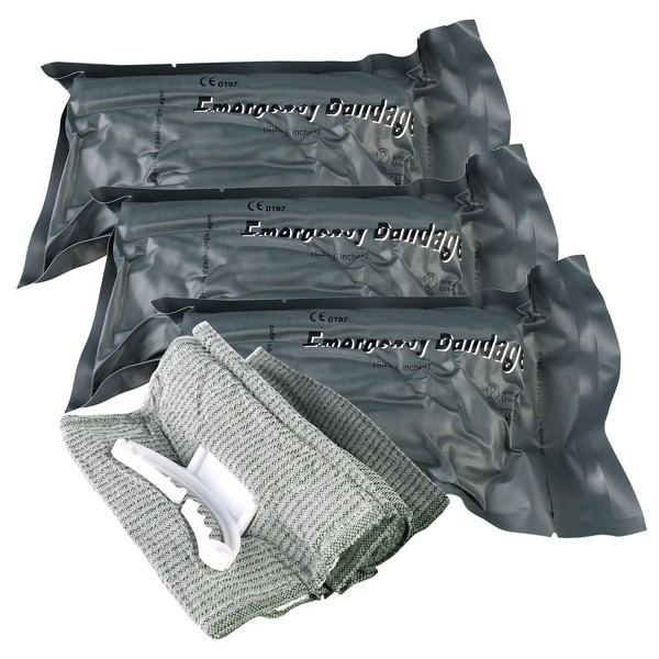 6 Inch Israeli Bandage Tourniquet, 3 Pieces Hemostatic Bandage, Tactical