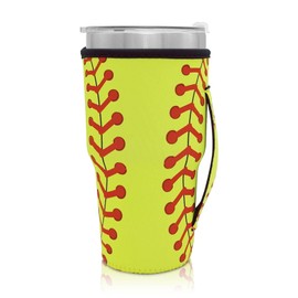 Bottle Sleeve Leopard Print Rainbow Sunflower Baseball Softball Water Neoprene Insulated Sleeve Bottle Cover Pouch for 30oz Tumbler Cup (Only Cup sleeves) (Softball)
