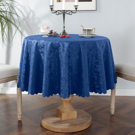 Jeloris Waterproof Vinyl Tablecloth, Round Heavy Plastic Tablecloth, Wipeable Spillproof Oil-Proof Vinyl Table Cover for Kitchen Dining Room (Blue, 60" Round)