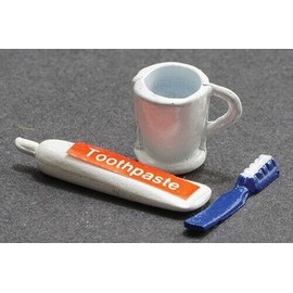 Dollhouse Miniatures 1:12 Scale Set of Toothpaste, Toothbrush, & Cup #IM65635