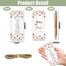 30 Pcs Baby Shower Gifts for Guests, Baby Shower Sets, Included Bamboo Pens Greeting Cards, Gender Reveal Souvenirs Prizes, Baby in Bloom Baby Shower Decor