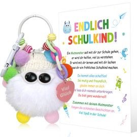 Augesak School Enrolment Keyring, Plush Keyring School Child, Lucky Charm First Day of School Boy Girl Gift Enrolment Keyring Finally School Child Lucky Charm School, White, White