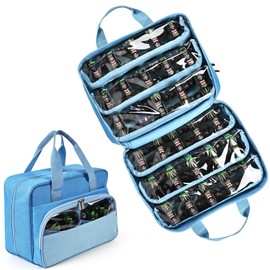 Craflakow Carrying Bag Compatible with Monster Jam Trucks, Light Blue Storage Case Compatible with 1:64 Scale Monster Truck Holding 34 Toy Cars for Collectors, Bag Only