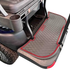 Xtreme Mats Full Coverage Rubber Floormat Bintelli/Atlas Golf Cart Compatible Rear Step Mat for Backward-Facing seat kit - Black with Red Trim