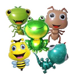 Insect Animal Theme Balloons 5PCS Frog Bee Ant Gecko Mantis Foil Balloons for Boys Girls Baby Shower Summer Picnic Garden Insect Animals Theme Party Decorations