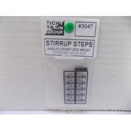 TICHY TRAIN GROUP STIRRUP STEPS ANGLRD OFFSET SIDE MOUNT #3047 BY T.T.G. 10 PKG. PLASTIC NIB