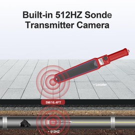 512HZ Pipe Locator Receiver Underground Pipeline Tester Locator,Sewer Inspection Receiver for Sewer Camera LED Display Pipe Inspection Locator for Exploration