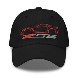 Red C7 Sports Car Z06 Dad hat for 7th Gen Corvette Drivers Owners Custom Car Show Baseball Cap