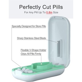 CFMOUR Small Pill Cutters - Cutter Splitter for Small and Tiny Pills, Portable Pill Crusher for Large Pills Professional with Sharp Safe Blade, Cuts Vitamins Tablets (White)