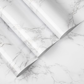 practicalWs Marble Contact Paper Peel and Stick, 15.7inch×118.1inch White Gray Marble Wallpaper for Countertops Waterproof, Self Adhesive Removable Wall Paper for Kitchen Backsplash Cabinet