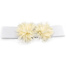 XiFiMak - Cinturón de cintura doble para mujer, con diseño de flores de lirio, elástico, ancho, elegante, para vestido de corsé, talla grande, Amarillo, blanco, XXXL