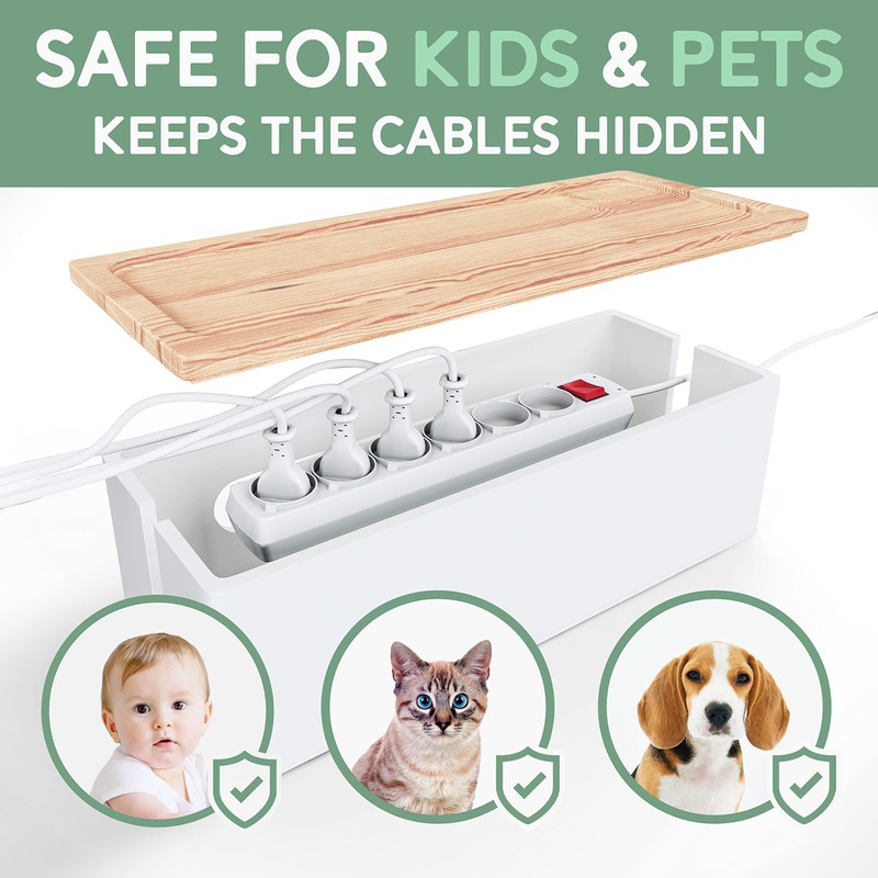 NATURE SUPPLIES | Wood Cable Management Box White [Set of