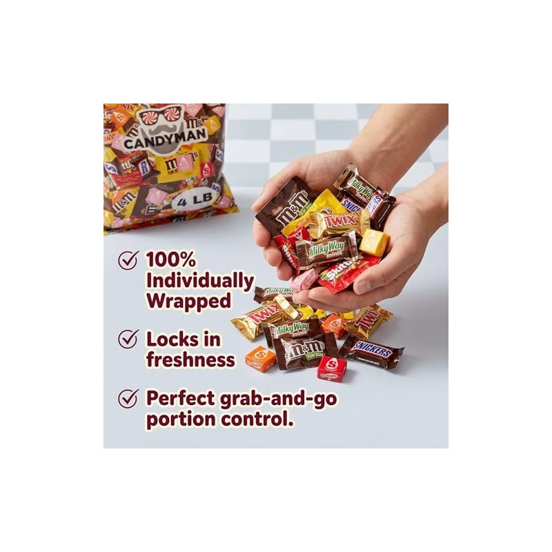 CANDYMAN Bulk Candy Variety Pack, 4 Pound Assorted Chocolate Candy