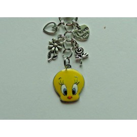Handmade LOONEY TUNES TWEETY BIRD LOVE YOU KEYCHAIN PURSE BAG CLIP FOB BACKPACK BAG CHARM