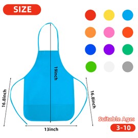 CHRORINE 6 Pack Multicolor Kids Painting Apron Bulk Toddler Art Aprons for Kids Paint Apron Smock with 2 Pockets for Painting Cooking Craft Home Kitchen Activity
