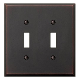 Amerelle Manhattan Double Toggle Cast Metal Wallplate in Aged Bronze