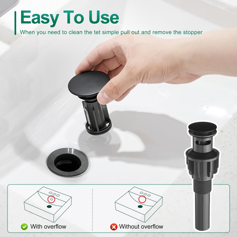 VOTON Bathroom Faucet Matte Black, Modern Single Handle Bathroom Faucets
