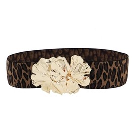 ZYALTFDC Women's Elastic Vintage Leopard Print Belts for Women Dresses Stretchy Retro Wide Waist Belt for Women Leopard Flower Lady Stretch Cinch Belts Waistband