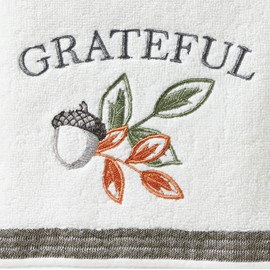 SKL Home Fall Nature's Harvest Bath Towel, White,24" x 48