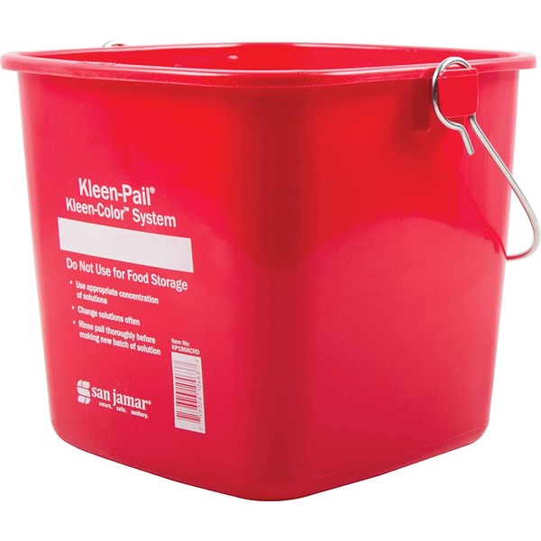 San Jamar KP196KCRD Kleen-Pail Commercial Cleaning Bucket, 6 Quart, Red