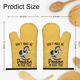 DYJYBMY Don't Let Me Poison Your Food Funny Oven Double Mitts (One Pair), Funny Vintage Ladies Kitchen Gadgets for Women, Housewarming Gift for Chef Friends, Hostess Baking Gift for Mom Sisters