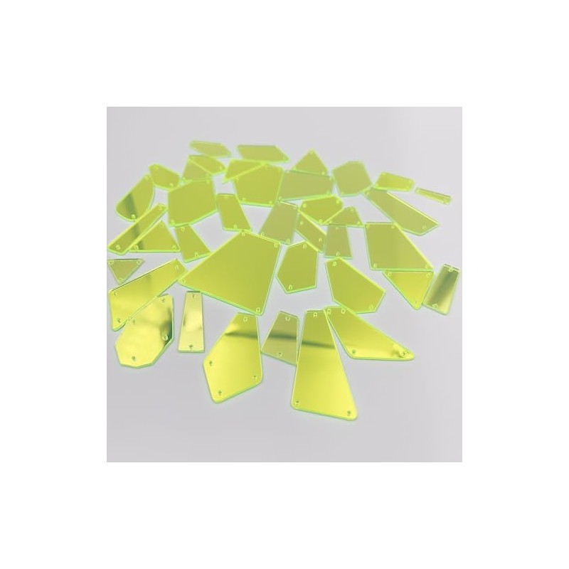 NUO RUI Neon Green Sew on Mirror Rhinestones, Crystal Sewing