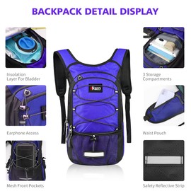 Hydration Pack, Insulated Hydration Backpack with 2L Hydration Bladder, Hiking Backpack for Men Women Kids, Water Backpack for Hiking, Running, Cycling, Camping