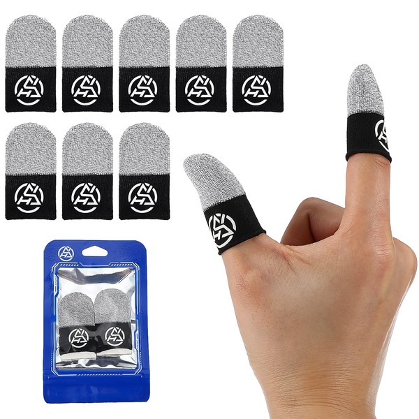 Qianyu 10 PCS Gaming Finger Sleeves Silver Fibers Breathable Finger