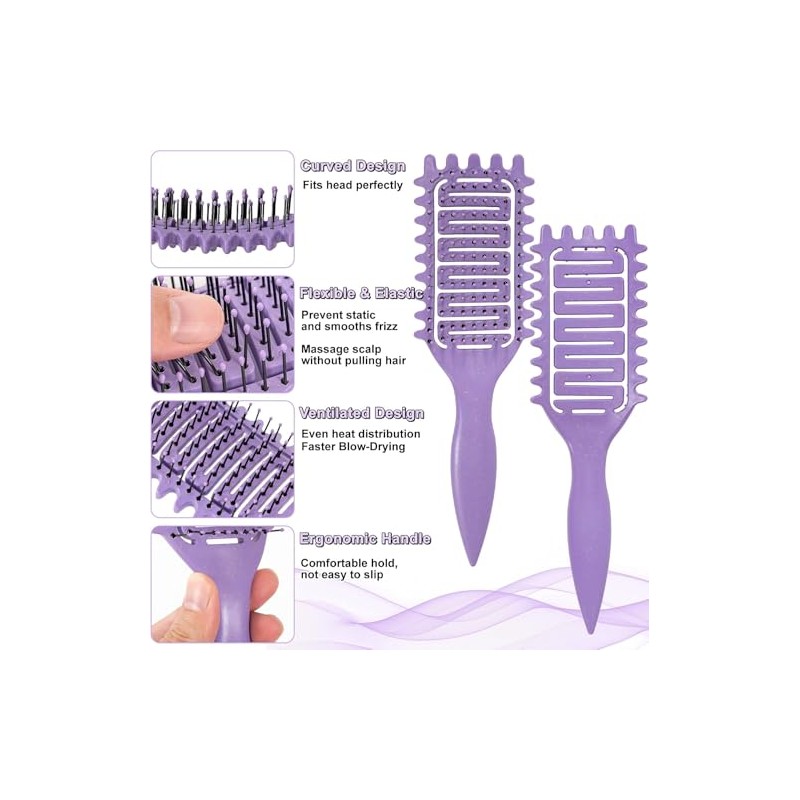 Cepillo Para Cabello Rizado 2 Piezas, Peine Desenredante Antitirones, Cepillo