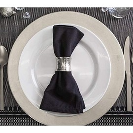 SKAVIJ Handmade Hammered Napkin Rings Set of 6 for Everyday Dining Table Decoration (Silver)