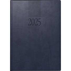 rido/idé Book Calendar Model Roma 1 (2025), 1 Page = 1 Day, A5, 416 Pages, Faux Leather Cover West, Blue