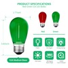 S14 Colored LED String Light Bulbs, 24-Pack 1W Plastic Shatterproof