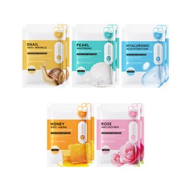 Facial Sheet Mask Set - 10Pcs Hydrating and Moisturizing Masks with Hyaluronic Acid, Pearl, Rose and Honey Extract, Brighten Skin Tone, Fade Fine Lines, Korean Beauty Skincare Products Gift for Women