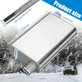 Inscrip Exhaust Muffler Set, 24mm Exhaust Muffler, Upgraded Silencer with Exhaust Hose and 2 Clips for Generator, Stainless Steel Exhaust Pipe for Air Diesel Hose Heater (60cm)