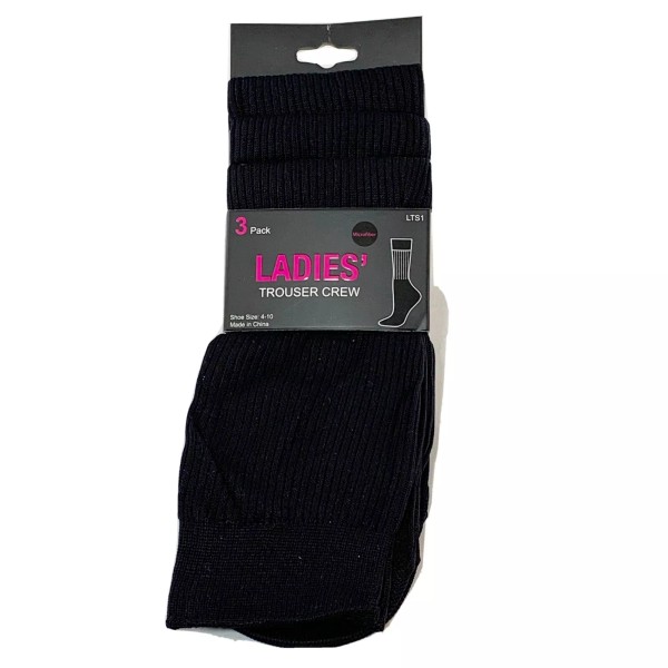 Collective Soles Ladies Trouser Crew Socks Black Size 4-10 Pack