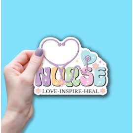 (3PCS) Nurse Love Heal Inspire Sticker, ER Nurse Medical Healthcare Sticker, Nursing School, Future Nurse Vinyl Sticker Decals for Books Laptops Phone Water Bottles Tumbler Cup Kindle 3x2.6 Inch