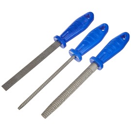 Honsell Riffle Set, 3 Rasps with Plastic Handle, Half Round and 1 Flat for Coarse Soapstone Processing Blade 15-20 cm Long, Colourful, One Size