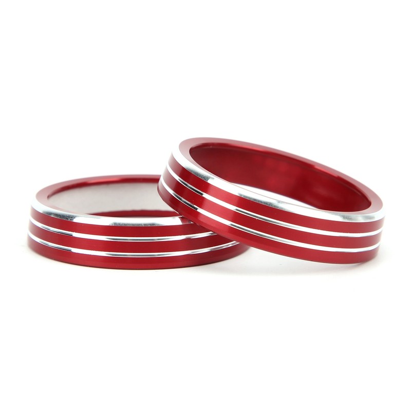 4pcs A/C Air Vent Knob Trims Rings Red Aluminum Alloy