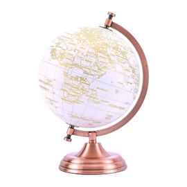 Exerz 20cm Globe Golden Colour Metallic - Educational, Geographic, Modern Desktop Decoration - Metal Arc and Base, Coated in Golden colour - for School, Home, Office, and Café. (Italian Map)