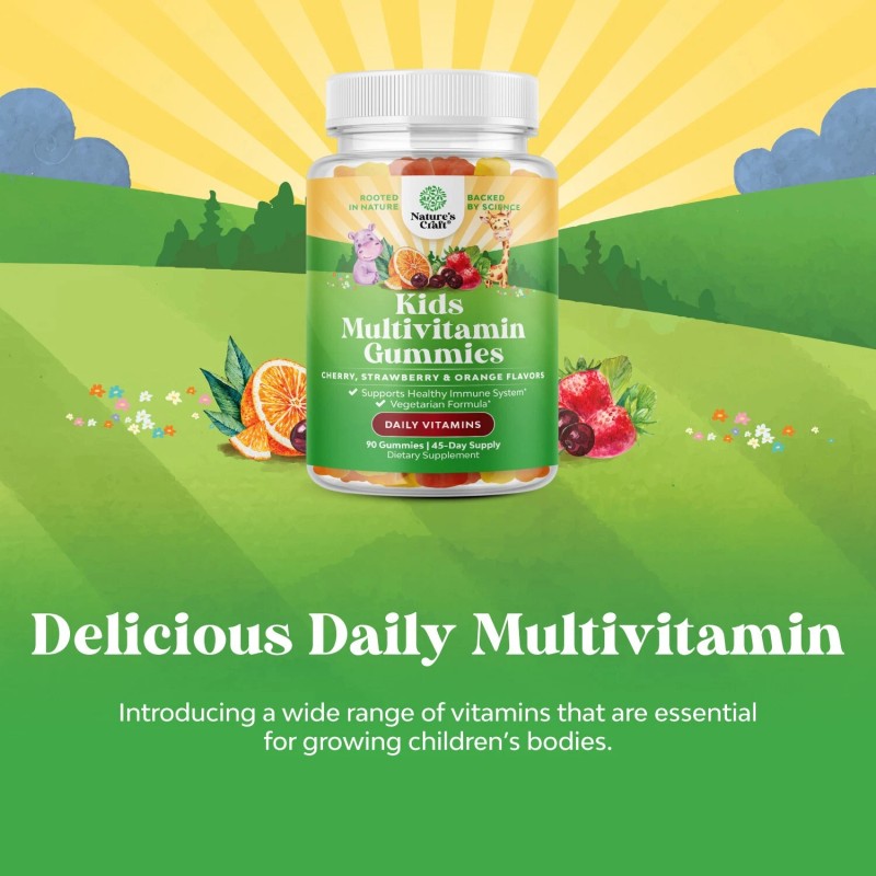 Delicious Daily Kids Multivitamin Gummies - Immunity Support Formula 90ct