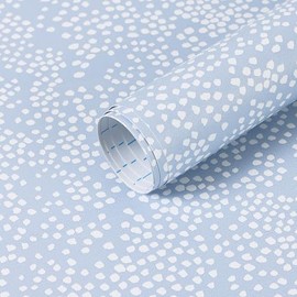 Safiyya Peel and Stick Wallpaper Blue and White Contact Paper 17.3" x 78.7" Polka Dots Wall Paper Modern Boho Removable Self Adhesive Wallpaper Vinyl Rolls