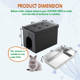 MEEXPAWS Stainless Steel Cat Litter Box Enclosure Furniture Hidden, Large Cat Washroom Bench 25.6X 17.7 x 17.7inch Urine Proof Inside, Easy to Clean and Assemble, Dog Proof