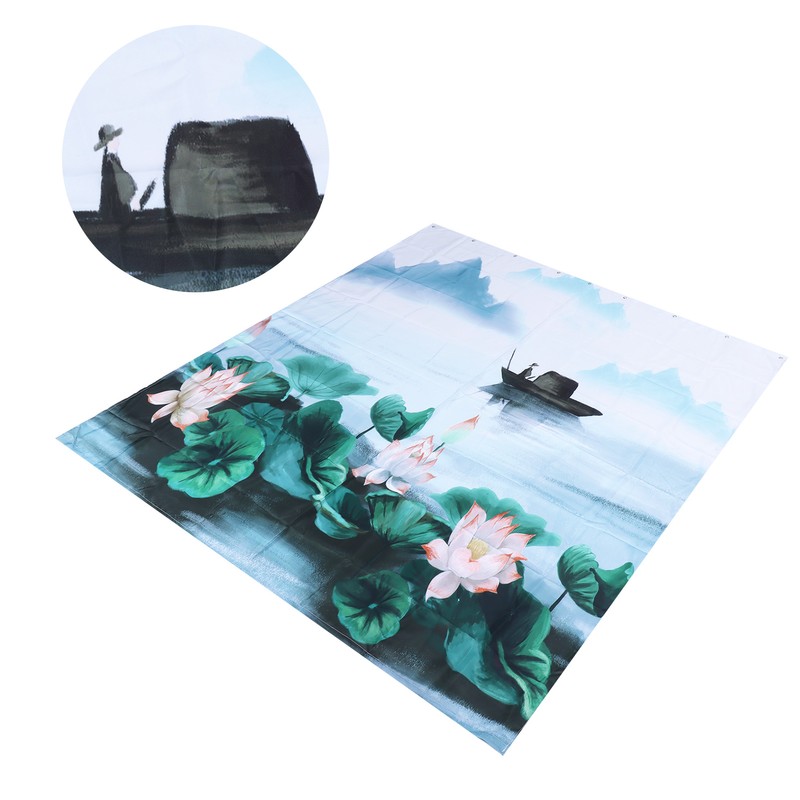 Blackout Curtains Waterproof Flower Pattern Shower Curtain Window Panels for