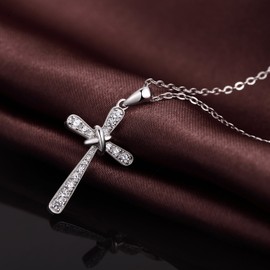 Infinity Cross Necklace for Women Men Sterling Silver Cross Pendant Necklace for Men Silver Infinity Cross Necklace Men Women Religious Cross Jewelry Christian Cross Necklaces Infinity Necklace
