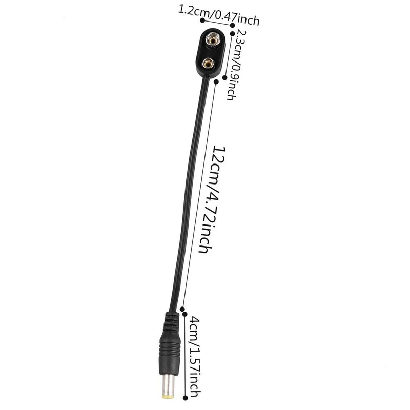Mr.Power 9V Battery Clip Converter Power Cable Snap Connector 2.1mm