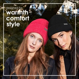 Nicole Miller Hat and Glove Set for Women Pack of 2 Winter Beanie Hats Soft & Warm Gloves Sets, Black and Sangria